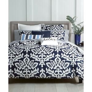 Charter Club Damask Designs Cotton Navy 2-Piece COMFORTER Set Navy Twin NEW